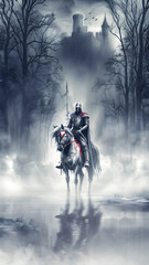 Naklejka premium A mysterious dark knight black crimson armo