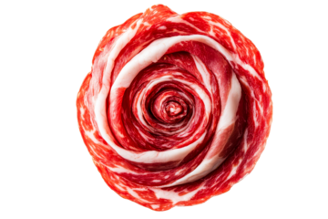 Salami rose, meat pattern, culinary art and gourmet food , cut out transparent