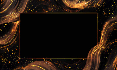 Luxury Black and Gold Abstract Background with Frame
