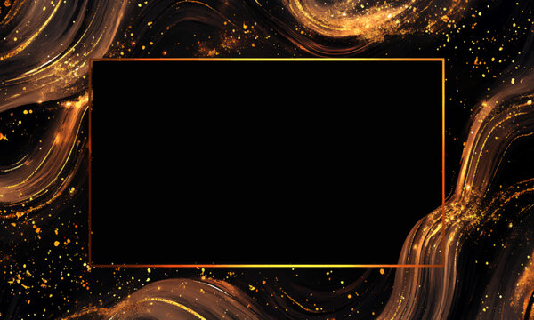 Luxury Black and Gold Abstract Background with Frame