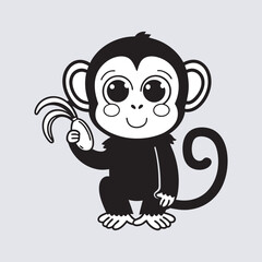 Monkey line art vector art Illustration file