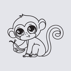 Obraz premium Monkey line art vector art Illustration file