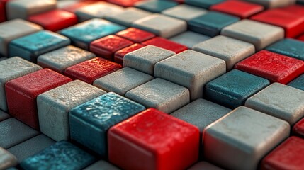 Fototapeta premium A tech background serves as the setting for futuristic 3D blocks that represent Indonesian colors, highlighting a network concept