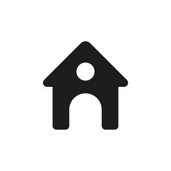 House icon on white background. Dog house icon. Flat icon. Dog booth illustration. Minimalistic house icon. 