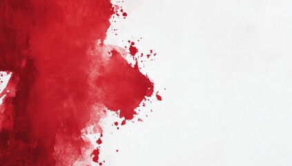 Abstract red watercolor wash on white background.