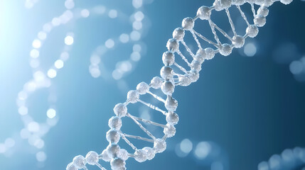 DNA Double Helix Structure on Blue Background