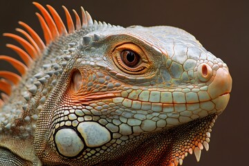 Fototapeta premium Colorful iguana showcasing detailed scales close-up
