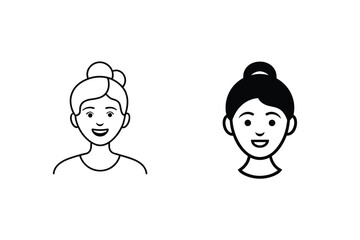 Two Simple Female Avatar Icons Blonde and Brunette Bun Hairstyles