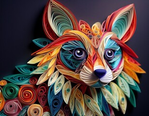 Animal colorido finamente quilleado. Manualidad con papel.