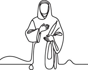 Muslim Pilgrim in Ihram – Minimalist Drawing