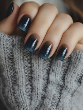 Navy Blue Nail Art Design