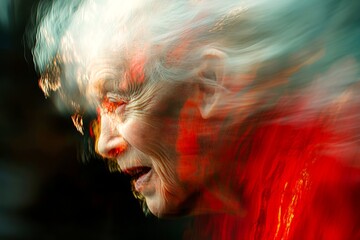 Sad old age. Senior recovery. Senior life. Postural hypotension - complication in old age: abstract image of physical state. Metaphorical postural hypotension perceptions of a biological agin.