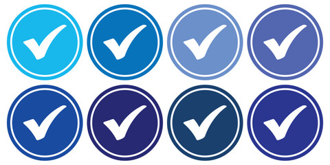 Verified tick badge icon set isolated on transparent background. Social media official account tick symbol collection. Abstract Modern Verification signs design vector. EPS 10.