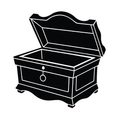 treasure chest with coins on vector silhouette