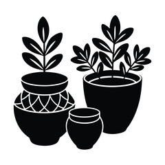 Fototapeta premium cactus in pot on vector silhouette