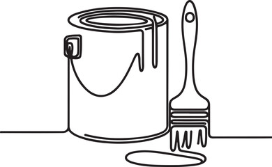 Painting Tools Line Art – Paint Can & Brush