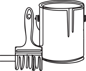 Painting Tools Line Art – Paint Can & Brush