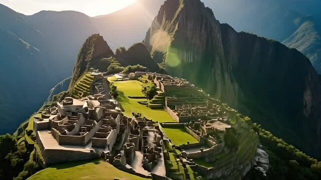 Breathtaking Aerial View of Machu Picchu Exploring the Ancient Inca Ruins in Peru