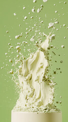 Dynamic matcha powder explosion with high speed precision in studio capture