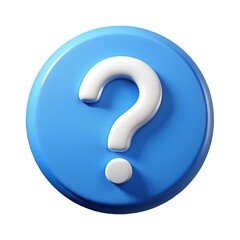 A curious white question mark on a vibrant blue circle, a playful 3D design.