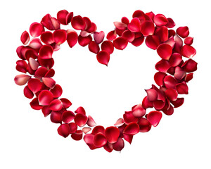 Obraz premium heart of red rose petals isolated on transparent background