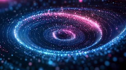 Blue and Pink Spiral of Glowing Particles