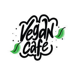 Vegan Cafe Lettering Vector Design.