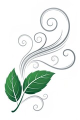 Elegant swirling leaf logo representing nature and freshness in a modern graphic design suitable for eco-friendly brands and products