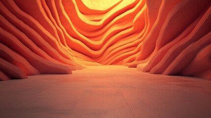 The Premium Architectural Background of the Contemporary Product Stage is accentuated by a Burnt Orange 3D Wall