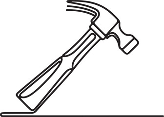 Construction Tool Hammer Line Vector Drawing