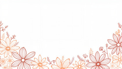 Naklejka premium Elegant floral border design with orange flowers, blank space for text