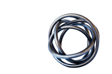 Metal knot design, ring arrangement, tangle concept, cut out transparent