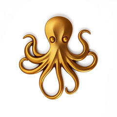Octopus gold metal icon on white background. Generative AI