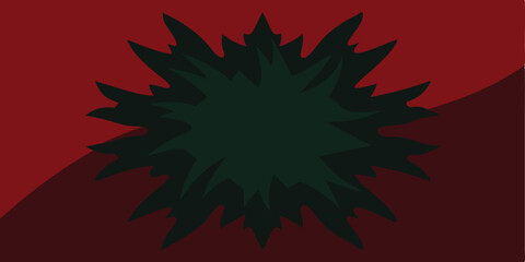 Abstract Dark Green Design on Deep Red Background