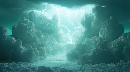 Fototapeta premium Luminous Storm: A Breathtaking Teal Thundercloud Landscape