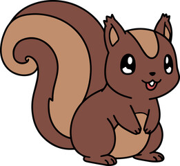 Cute Cartoon Squirrel with Playful Expression and Fluffy Tail