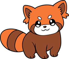 Cute Red Panda Character with Orange Fur and Playful Expression