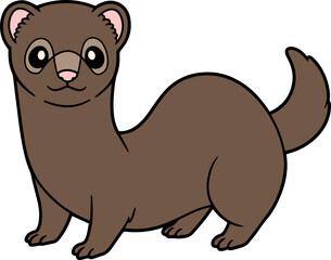 Playful Cartoon Ferret with Expressive Features and Charming Appearance