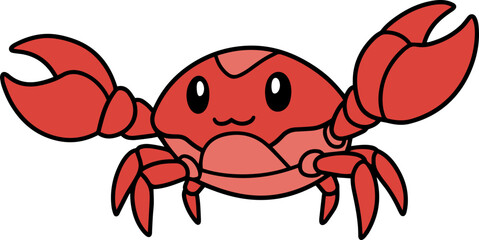 Playful Cartoon Crab Character with Claws and a Friendly Expression