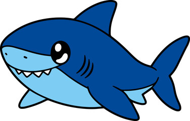 Playful Cartoon Shark Swimming Joyfully