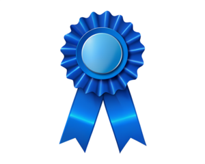 blue award ribbon isolated on transparent background