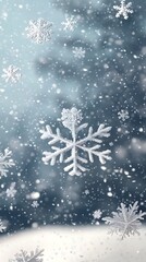 Winter Snowflakes Falling on Snow.