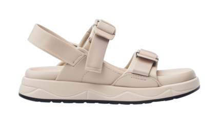 Beige platform sandals isolated on transparent background