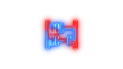 Neon abacus symbol icon glowing with transparent background