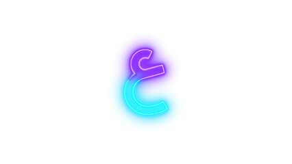 Neon abjad arabic symbol icon glowing with transparent background
