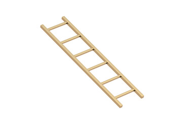 Golden ladder isolated on white background. 3d render