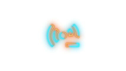 Neon access point minus symbol icon glowing with transparent background