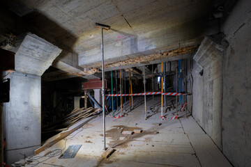 Construction Site with Equipment and Debris Visible