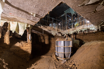 Underground excavation site showcasing ongoing construction work