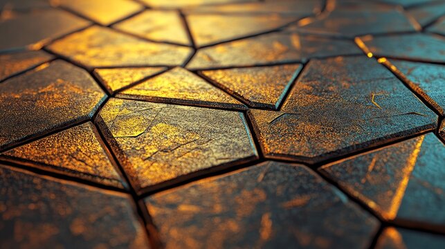 This premium 3D render depicts a 3D wall background with a gold contemporary surface and an angular shape